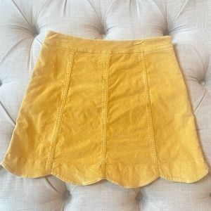 Altard State Yellow Scallop Hem corduroy Skirt